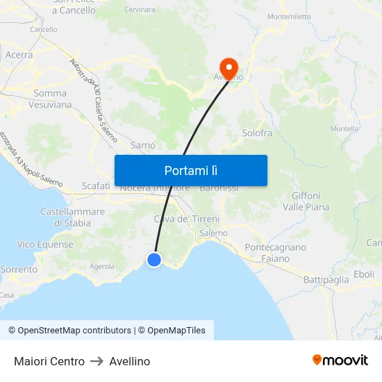 Maiori Centro to Avellino map