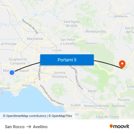 San Rocco to Avellino map