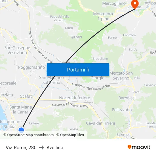 Via Roma, 280 to Avellino map