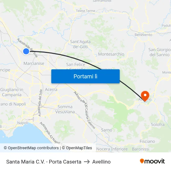 Santa Maria C.V. - Porta Caserta to Avellino map