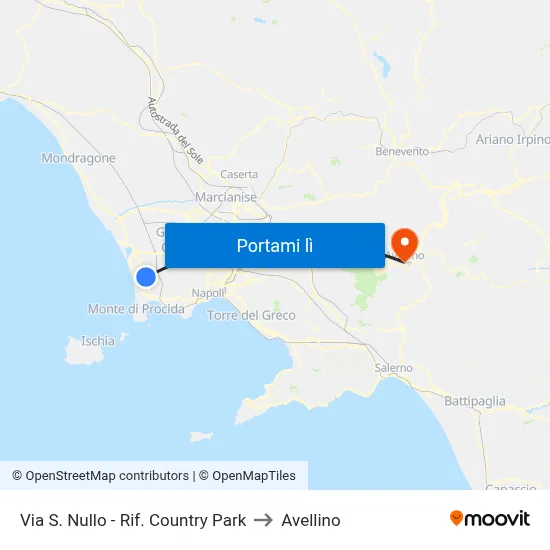 Via S. Nullo - Rif. Country Park to Avellino map
