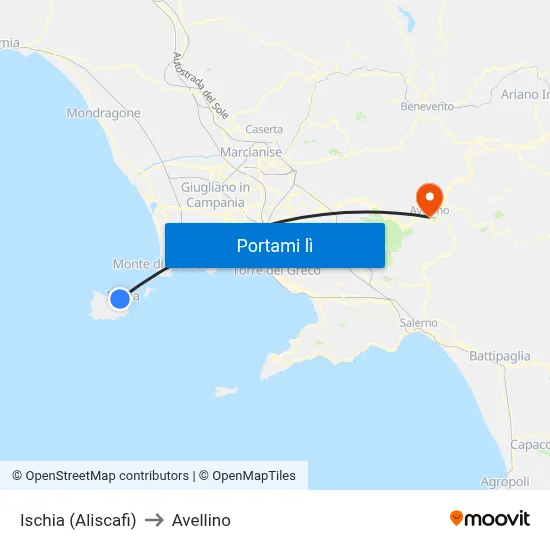 Ischia (Aliscafi) to Avellino map
