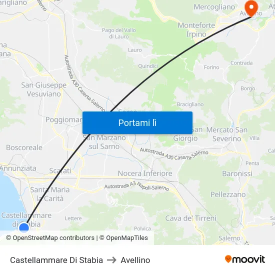 Castellammare Di Stabia to Avellino map
