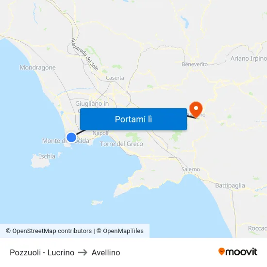 Pozzuoli - Lucrino to Avellino map