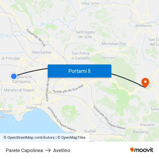 Parete Capolinea to Avellino map