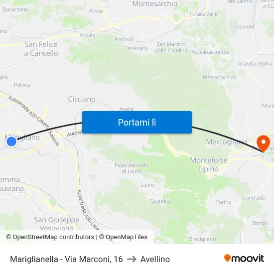 Mariglianella - Via Marconi, 16 to Avellino map