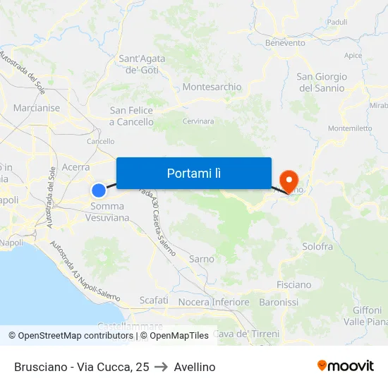 Brusciano - Via Cucca, 25 to Avellino map