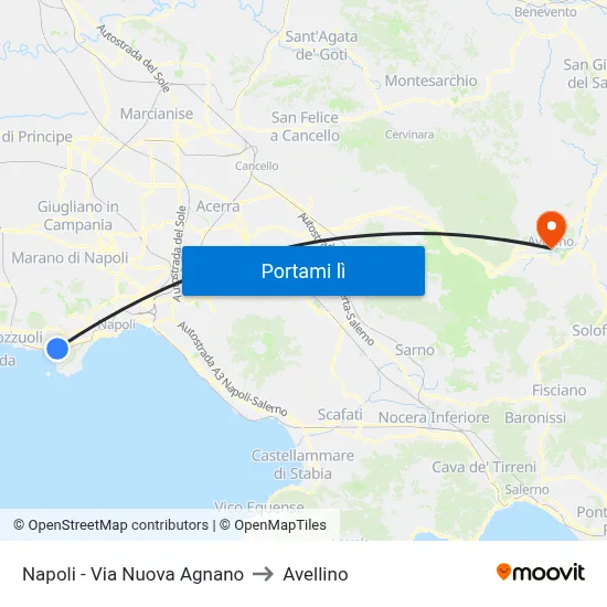 Napoli - Via Nuova Agnano to Avellino map