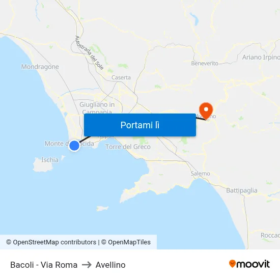 Bacoli - Via Roma to Avellino map