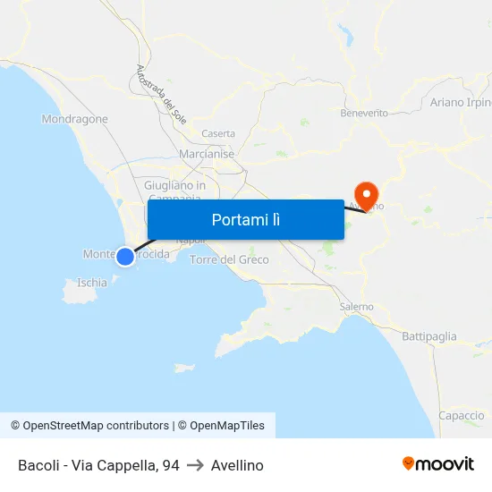 Bacoli - Via Cappella, 94 to Avellino map