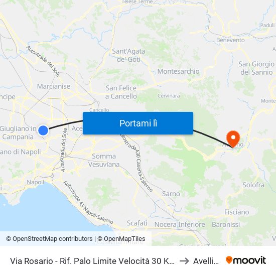 Via Rosario - Rif. Palo Limite Velocità 30 Kmh to Avellino map