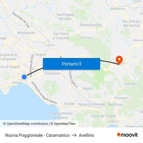 Nuova Poggioreale - Caramanico to Avellino map