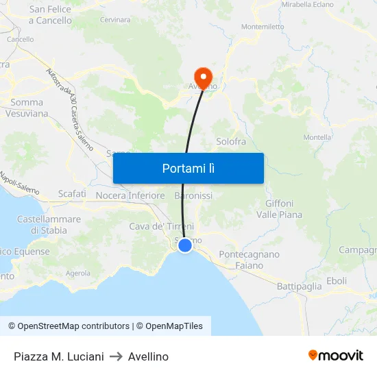 Piazza M. Luciani to Avellino map