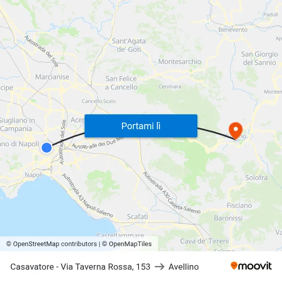 Casavatore - Via Taverna Rossa, 153 to Avellino map