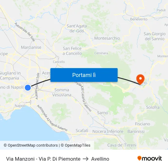 Via Manzoni - Via P. Di Piemonte to Avellino map