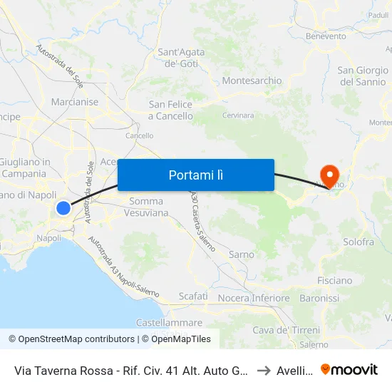 Via Taverna Rossa - Rif. Civ. 41 Alt. Auto Gemma to Avellino map
