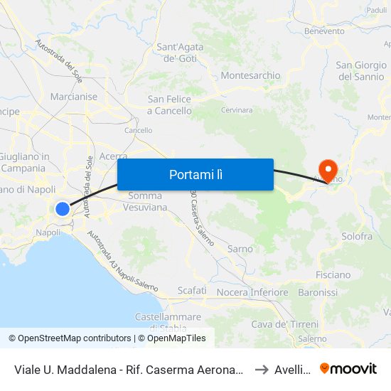 Viale U. Maddalena - Rif. Caserma Aeronautica to Avellino map