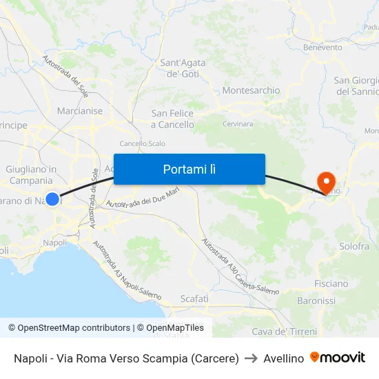Napoli - Via Roma Verso Scampia (Carcere) to Avellino map
