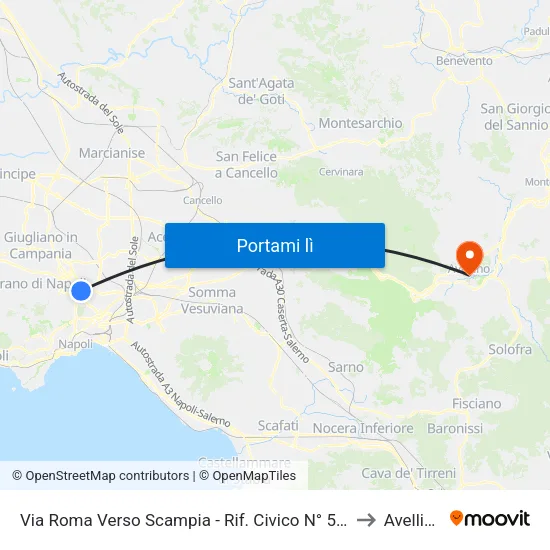Via Roma Verso Scampia - Rif. Civico N° 56c to Avellino map