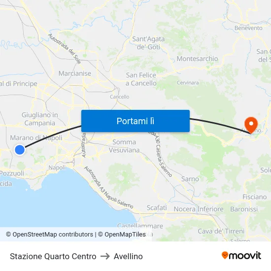 Stazione Quarto Centro to Avellino map
