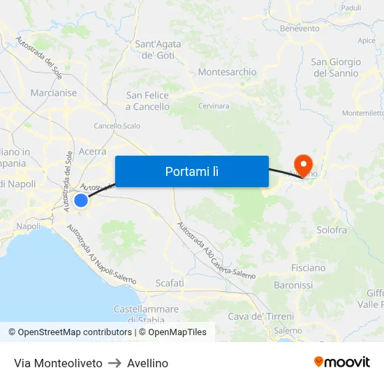 Via Monteoliveto to Avellino map