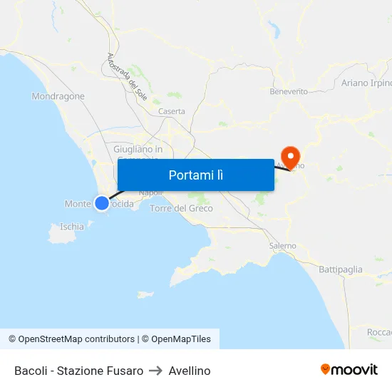 Bacoli - Stazione Fusaro to Avellino map