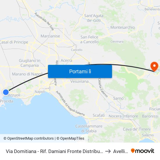 Via Domitiana - Rif. Damiani Fronte Distributore Ip to Avellino map