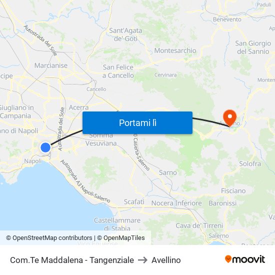 Com.Te Maddalena - Tangenziale to Avellino map