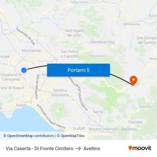 Via Caserta - Di Fronte Cimitero to Avellino map