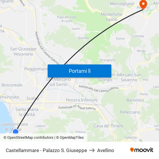 Castellammare - Palazzo S. Giuseppe to Avellino map