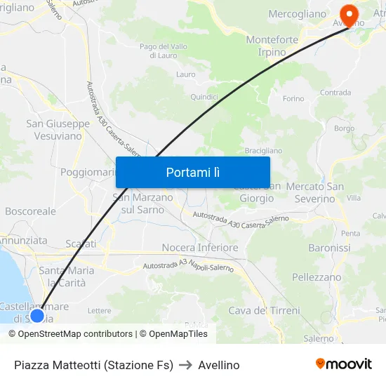 Piazza Matteotti (Stazione Fs) to Avellino map