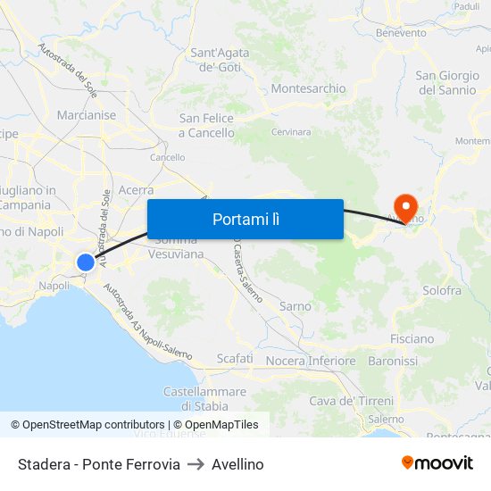 Stadera - Ponte Ferrovia to Avellino map