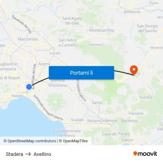 Stadera to Avellino map