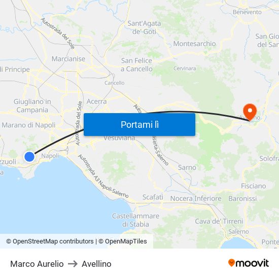 Marco Aurelio to Avellino map