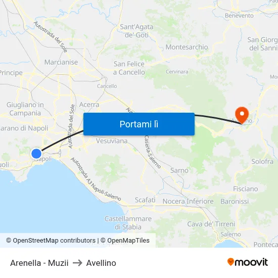 Arenella - Muzii to Avellino map