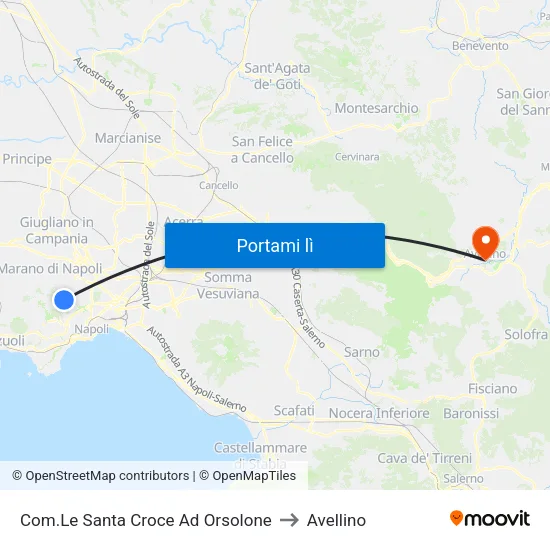Com.Le Santa Croce Ad Orsolone to Avellino map