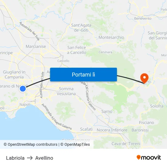 Labriola to Avellino map
