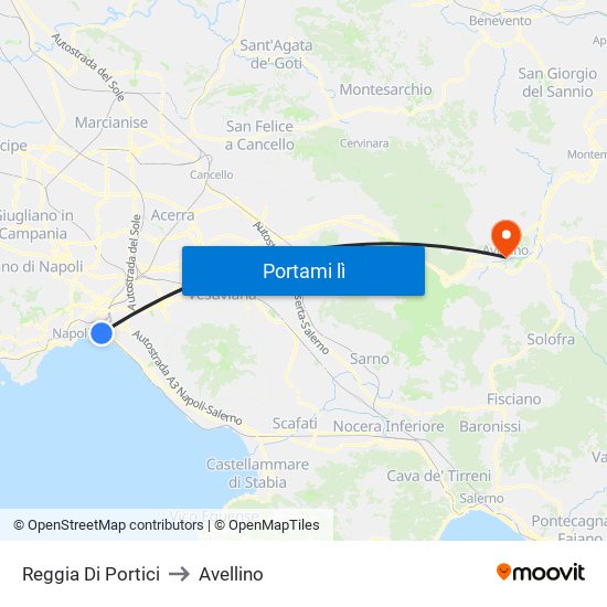 Reggia Di Portici to Avellino map