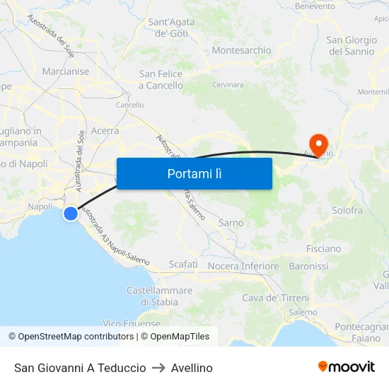 San Giovanni A Teduccio to Avellino map
