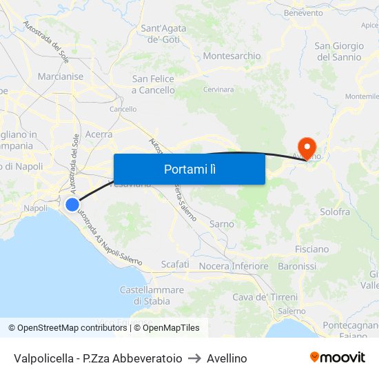 Valpolicella - P.Zza Abbeveratoio to Avellino map