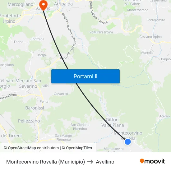 Montecorvino Rovella (Municipio) to Avellino map