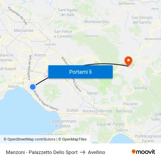 Manzoni - Palazzetto Dello Sport to Avellino map