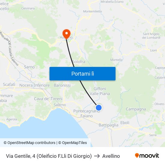 Via Gentile, 4 (Oleificio F.Lli Di Giorgio) to Avellino map