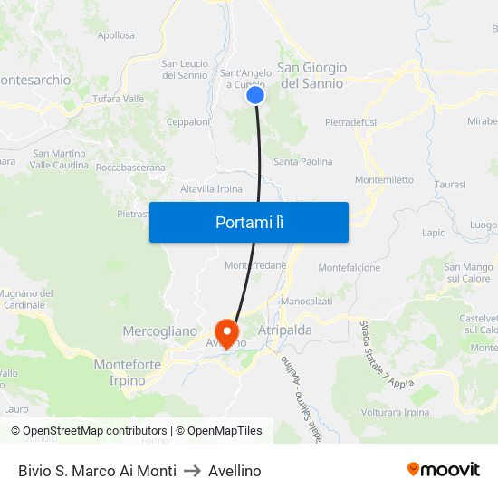 Bivio S. Marco Ai Monti to Avellino map