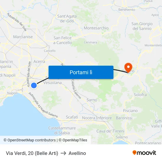 Via Verdi, 20 (Belle Arti) to Avellino map