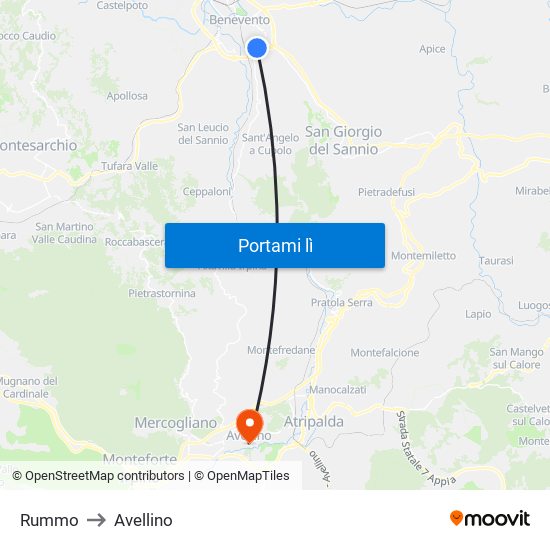 Rummo to Avellino map