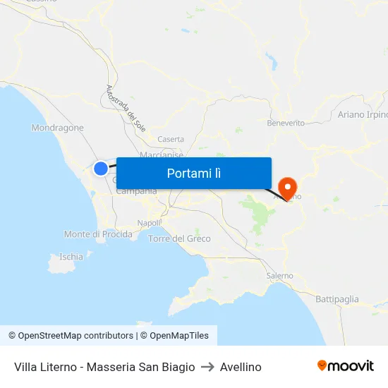 Villa Literno - Masseria San Biagio to Avellino map