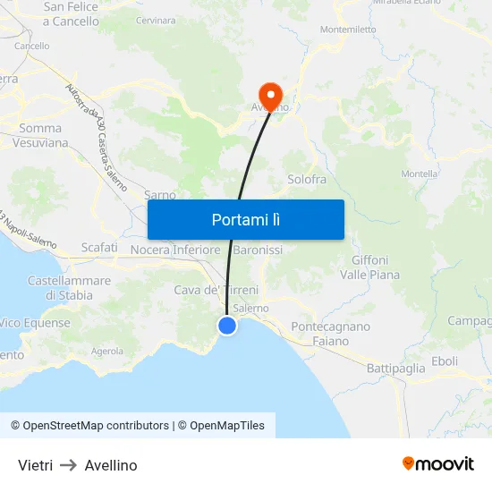Vietri to Avellino map