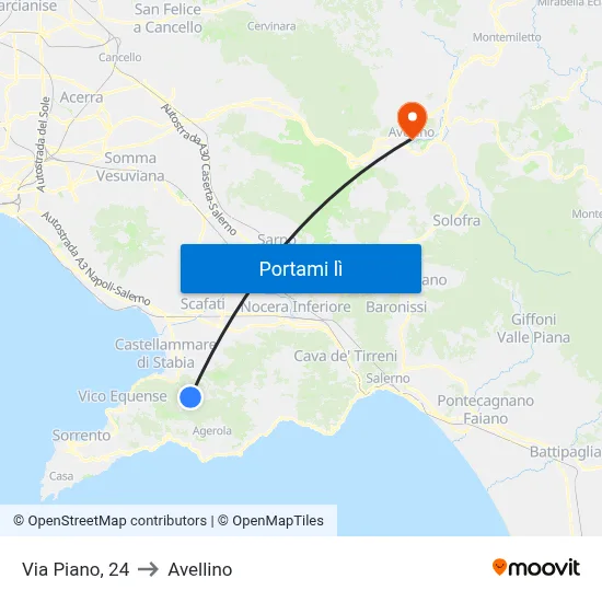 Via Piano, 24 to Avellino map
