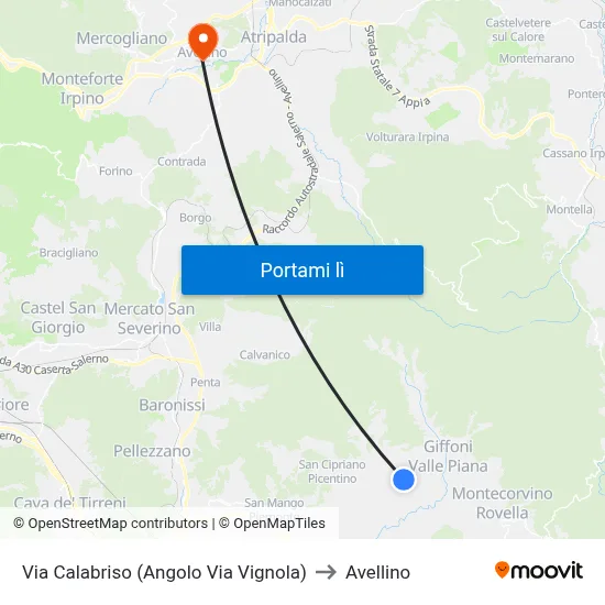 Via Calabriso (Angolo Via Vignola) to Avellino map